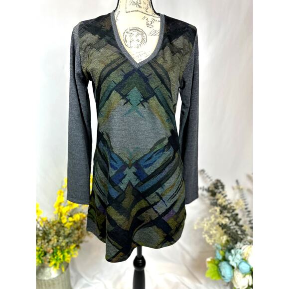 Vintage Go Couture Abstract Sweater V-neck Boho Lightweight XL - Picture 3 of 10